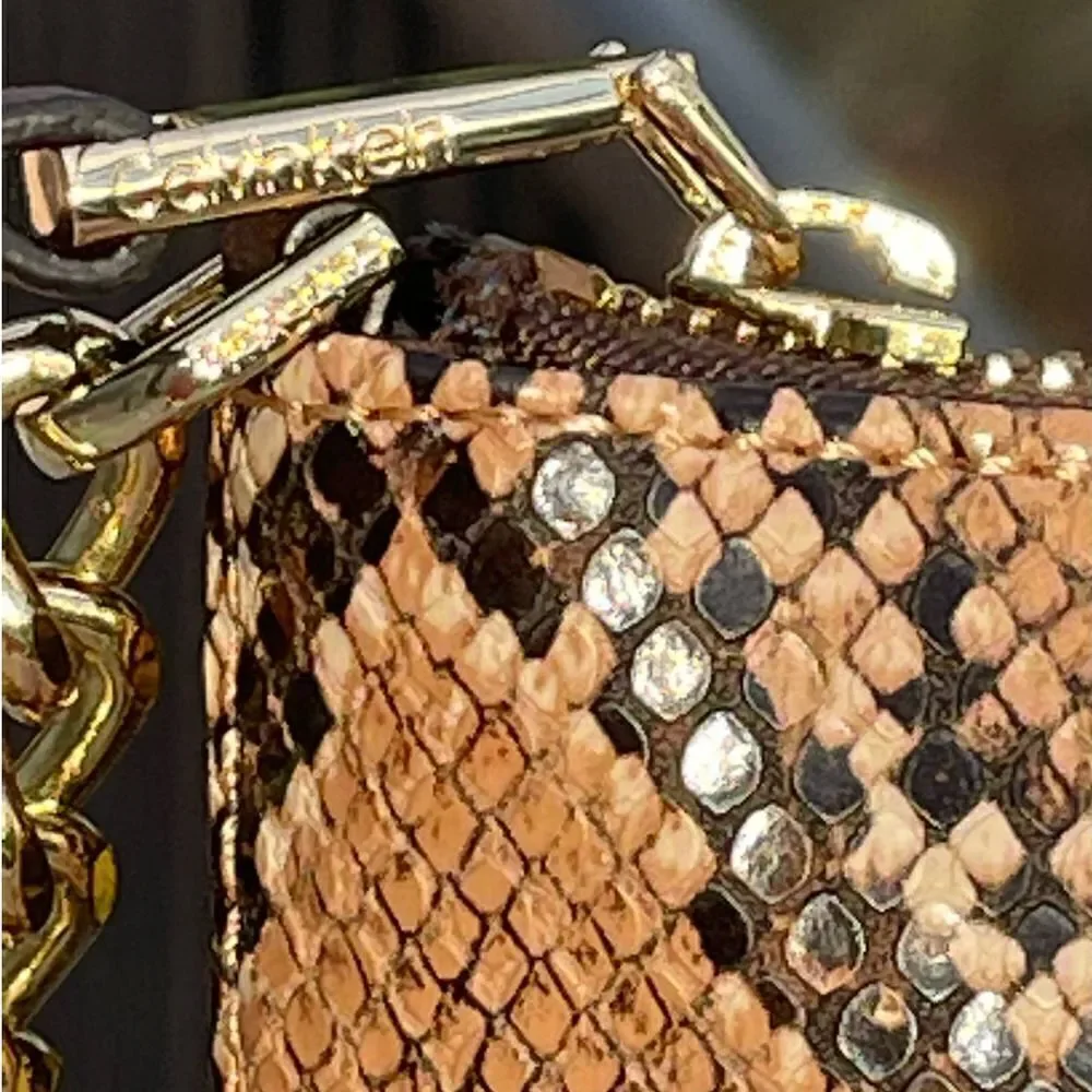 Calvin Klein Snake-Embossed Crossbody Bag Tan Brown | Small - Picture 8 of 12
